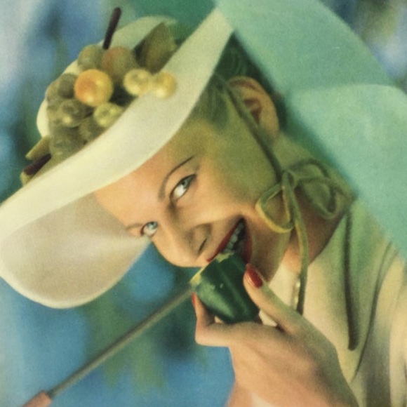 ! 1 Page/2 Sides from VTG 1951 Photo Book, Model Eating Cucumber, Bracelets - Picture 3 of 4